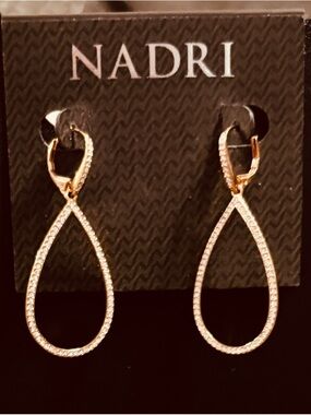 Nadri RoseGold Teardrop Dangle Earrings